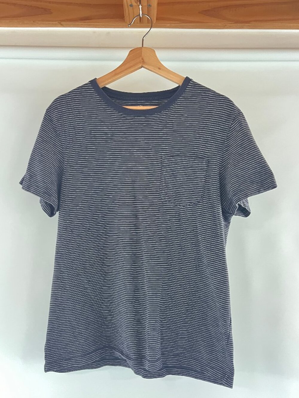 J.Crew Striped Pocket Tee, Navy Blue & White, Size Medium